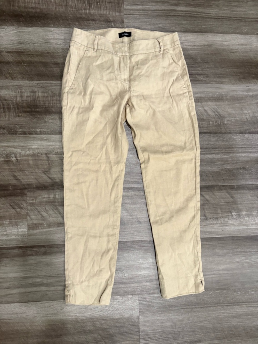 Max & Co. Beige Cropped Linen-Blend Pants